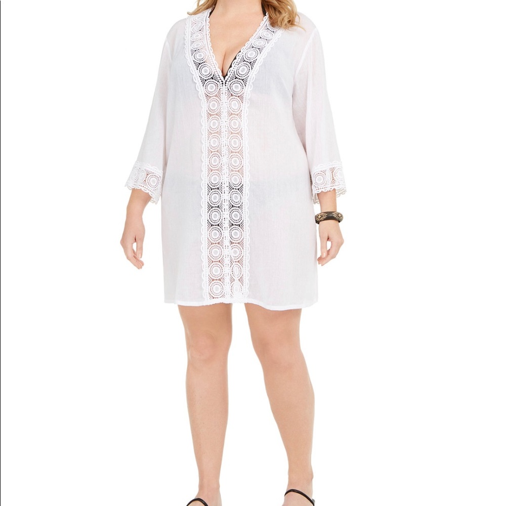 La Blanca crochet white cover up